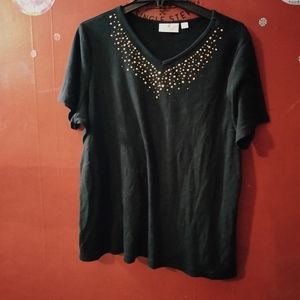 Quacker factory black sequined shirt 1X